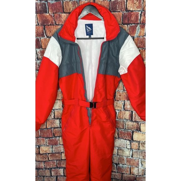 Vtg 80s Serac Tactel One Piece Ski Suit Snow Bib Snowsuit Retro Women’s 40 US 8 - Picture 6 of 8